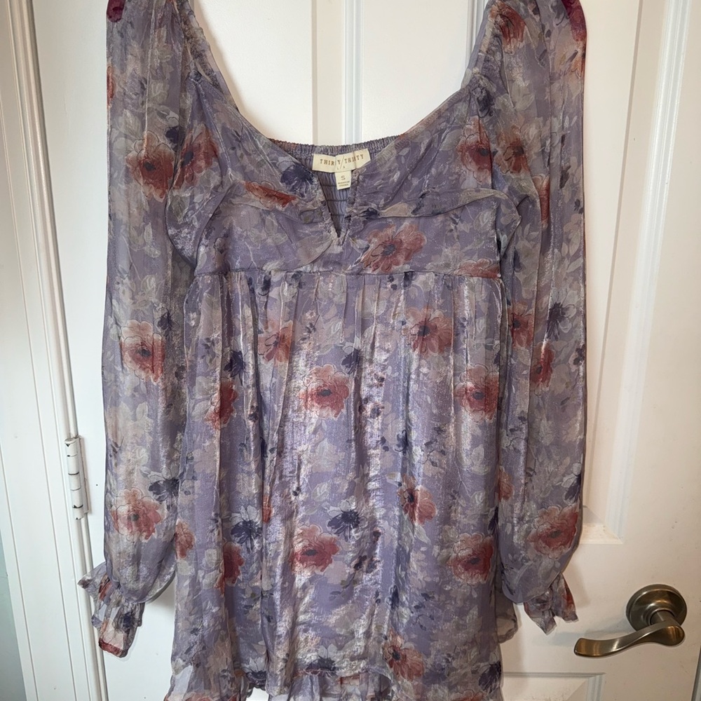 Free People Lavender Floral Blouse